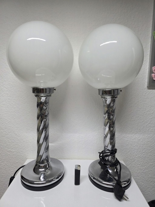 Vintage Tischlampen Italien Chrom Glas 70er Jahre – tafellampen, Chrome