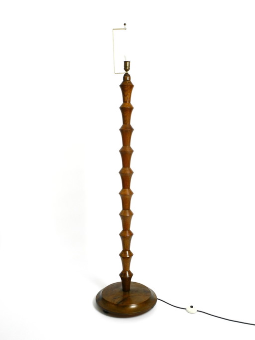 Beautiful large German original 1930s floor lamp made of dark oak wood without shade