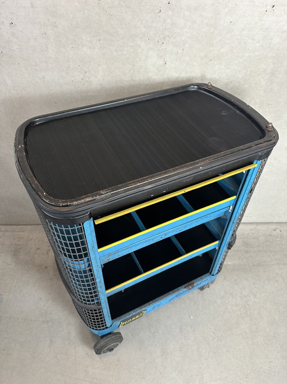 Image 1 of Vintage industrial trolley 'Hazet Assistent' + Rademacher lamp