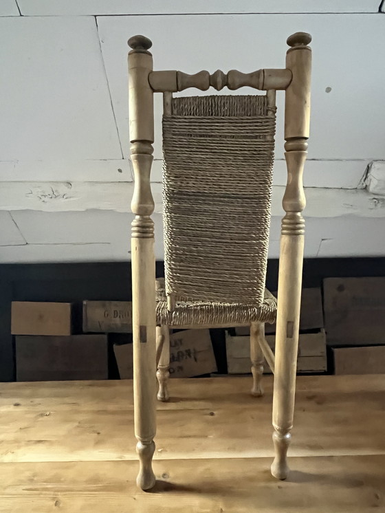 Image 1 of 6 Stühle aus Holz und Seil, die Adrien Audoux und Frida Minet zugeschrieben werden