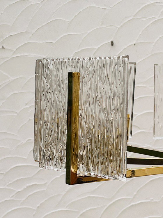 Image 1 of Vintage messing ijsglas kroonluchter