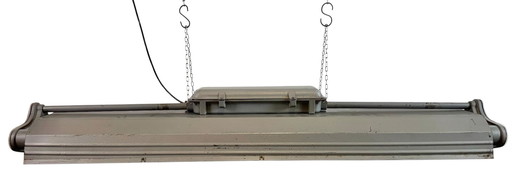 Lampadario industriale grigio a sospensione di Polam Gdansk, anni '70