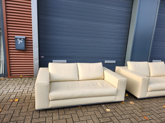 Image 1 of Minotti - Hamilton 2-seater sofa in beige leather (2x)
