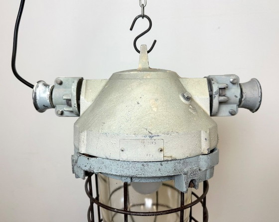 Image 1 of Industrial Bunker Ceiling Light with Iron Cage from Elektrosvit, 1970s
