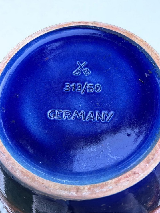 Image 1 of Rarità! Grande vaso d'epoca Dümler&Breiden, modello 313/50, brocca in ceramica lavica rossa-blu con manico