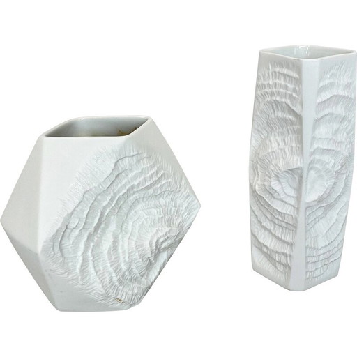 Paire de vases en porcelaine Op Art vintage par Ak Kaiser, Allemagne 1970