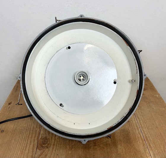 Image 1 of Lampada a sospensione industriale in alluminio pressofuso grigio, anni '80