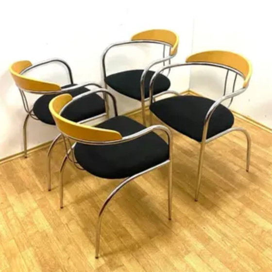 Image 1 of Retro eetkamerset, chroom buizenframe, jaren 70