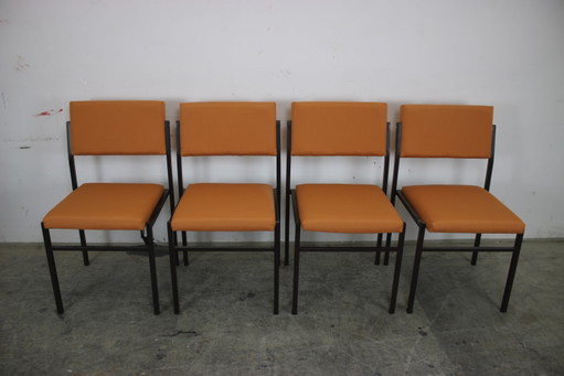 4X L&C Arnold stalen buisstoelen vintage stoelenset oranje nieuwe hoes 60S