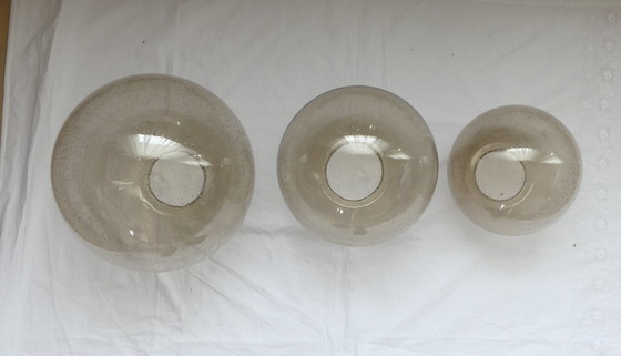 Image 1 of Ceiling lamp cascade lamp Limburg 3 globes bubble glass 70s aeb