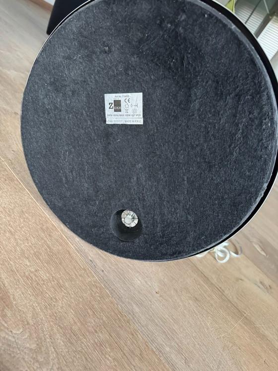 Image 1 of RVS Booglamp met  dubbele lampenkap taupe-wit