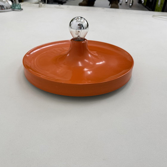 Image 1 of Lampada a disco Honsel Orange Space Age di Mid-Century Design, anni '70 attribuita a Charlotte Perriand per Les Arcs