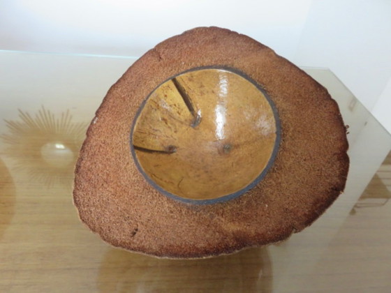 Image 1 of Large ice bucket, ice cube tray, 1970s. Vintage coconut ice bucket