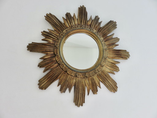 Miroir Soleil Résine Dorée, Italy, 1960-1970