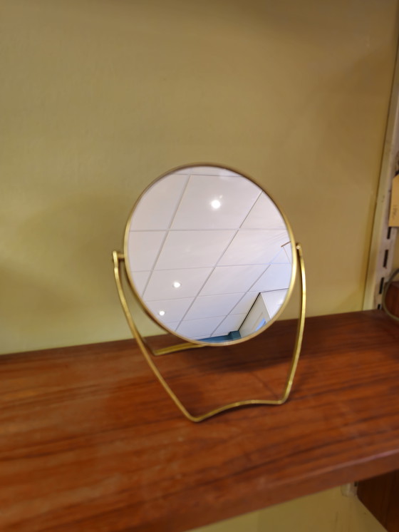 Image 1 of Vintage Messing Make-up Spiegel Kaptafel Makeup