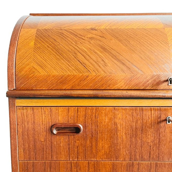 Image 1 of Vintage Egon Ostergaard deens design mid-century roltop secretaire kast bureau 1960's