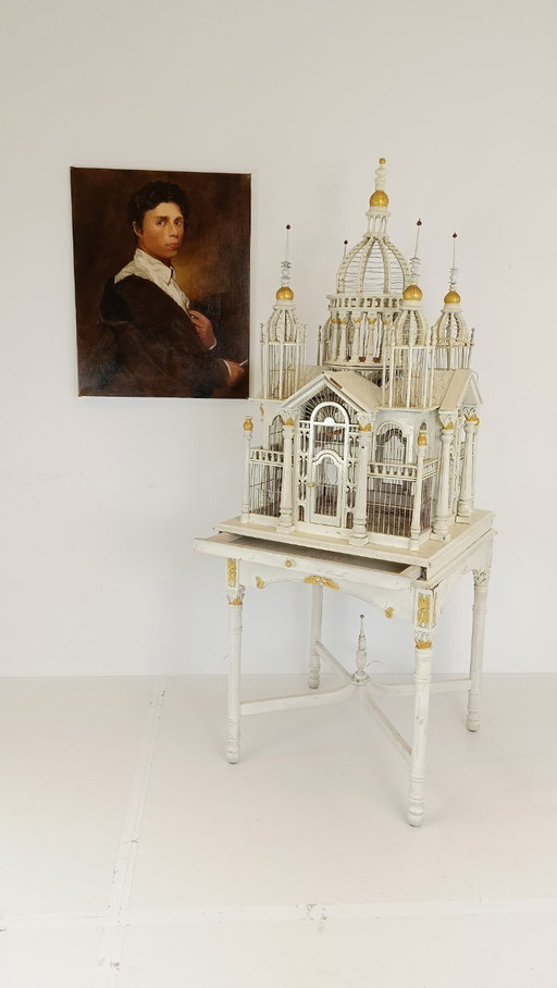 Jaula de pájaros victoriana francesa de mediados de siglo