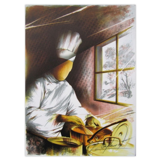 Image 1 of Raymond POULET Trades - De Patissier Gesigneerde lithografie 1984