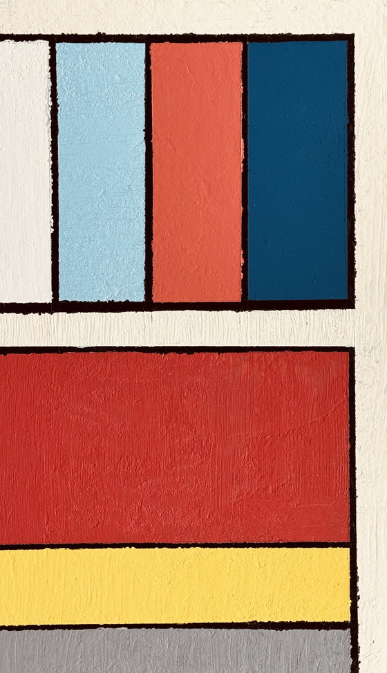 Image 1 of Shozo Hirai - Prachtig constructivistisch schilderij circa 1980