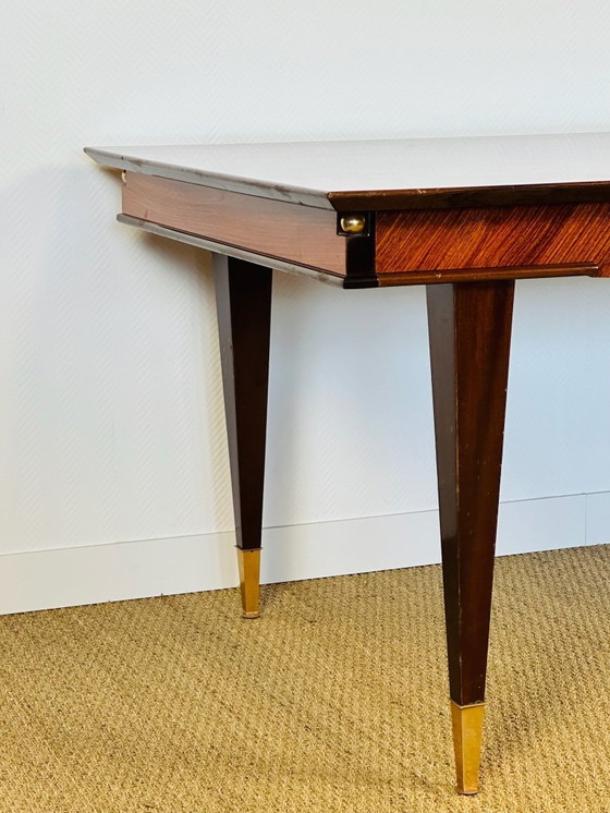 Image 1 of Modernist rosewood dining table with chevron marquetry, 1950