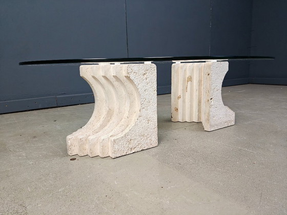 Image 1 of Vintage travertine coffee table Italy , 1970s