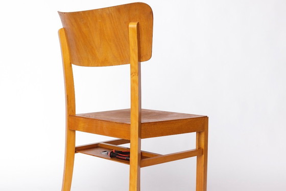 Image 1 of Set van 4 Vintage "Frankfurter" Eetkamerstoelen - Beukenhout - Duitsland jaren 1950-1960