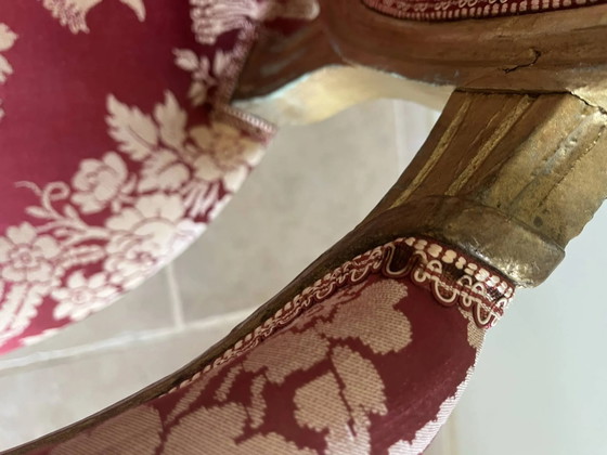 Fauteuil cabriolet Louis XVI en bois doré – dossier médaillon et tissu – Wood (photo 17 of 22)