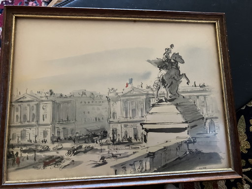 Vintage Pariser Stadtansicht – Pierre Pagès – Opéra Garnier (signiert)