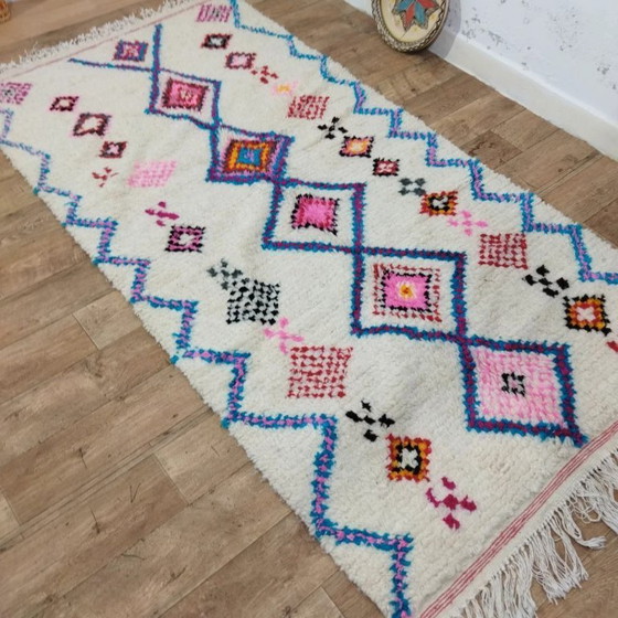 Image 1 of Multicolor Azilal-kleed met ruitpatronen / Azilal-kleed Multicolor met ruiten (255×135 cm)