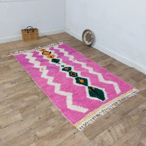 Image 1 of Pink Moroccan Berber Rug – Colorful Handmade Berber Carpet | 215 × 130 cm