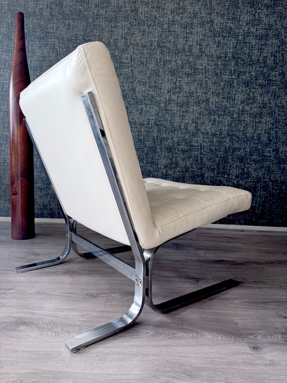 Image 1 of Vintage Italian Lounge Chair in White Leather, 1970s