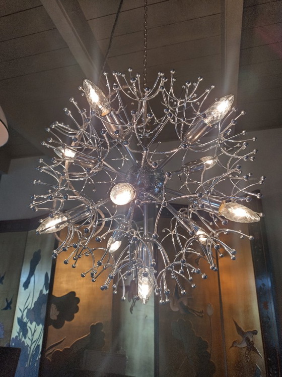 Grande lampadario vintage Gaetano Sciolari 'Dandelion' (52 cm) - Completamente ricablato, con messa a terra (photo 7 of 16)