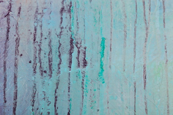 Image 1 of Contemporary paintig in teal, purple and green shades, acrylic on canvas