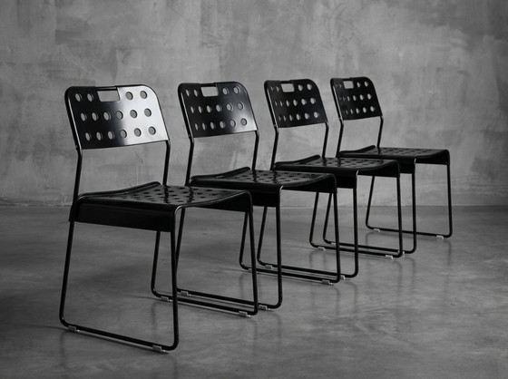 4 Original Vintage Black Omstak Chairs by Rodney Kinsman (Black Frame) – Bieffeplast, Dining chairs, Metal (photo 8 of 21)