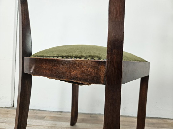 Art Deco eetkamerstoelen van walnoothout en stof, 1940 – Wood, Klassiek (photo 12 of 13)