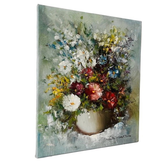 Image 1 of Vintage XL flower painting oil painting Eddy Samson