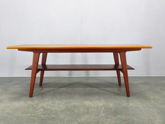 Image 1 of Danish Mid Century Teak Coffee Table with Shelf, 1960s