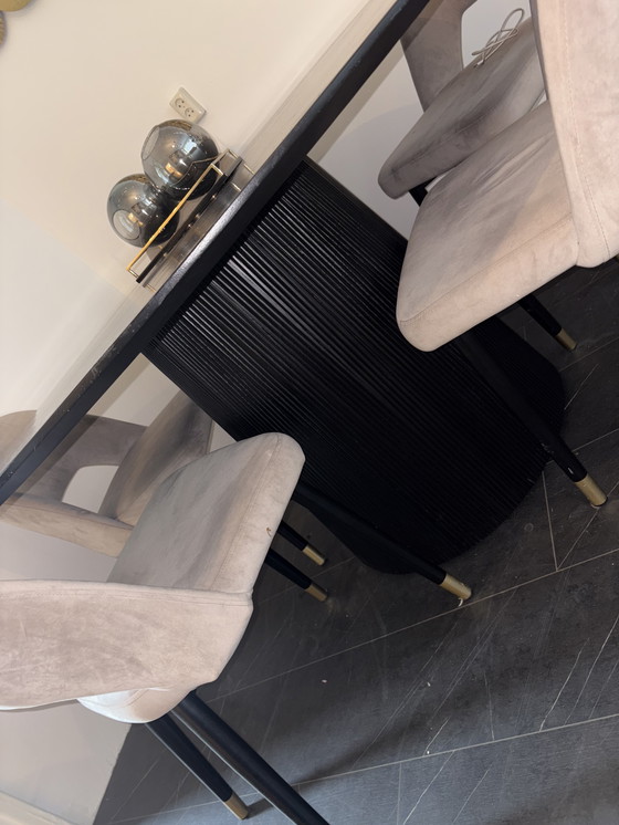 Image 1 of Table de salle à manger Rome noire et 5 chaises