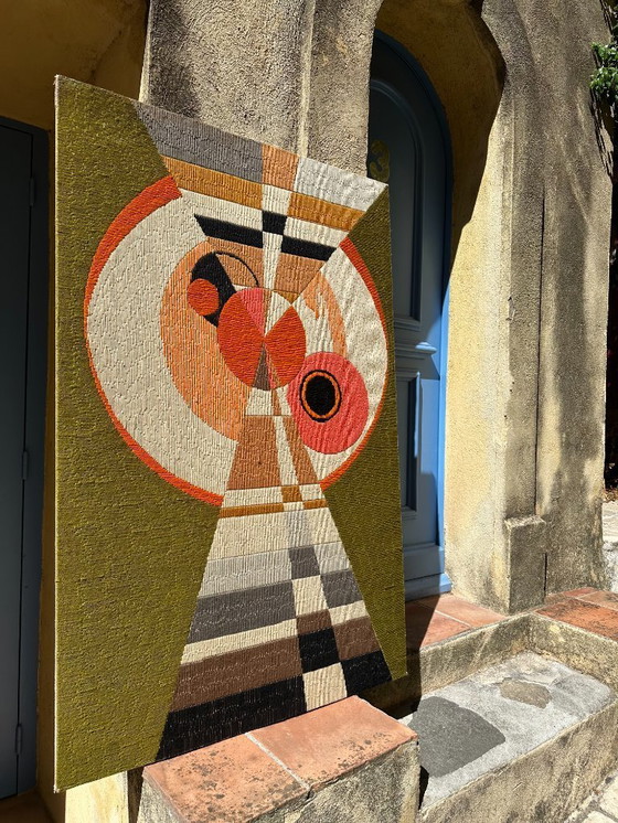 Image 1 of xGroßer kinetischer Original-Wandteppich OPart. Frankreich, 70er Jahre