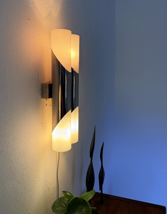 Image 1 of Applique murale vintage en chrome et verre dépoli, Paul Neuhaus ‘70