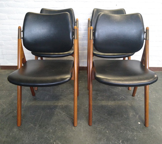 Image 1 of 4 sedie Olav Houg design scandinavo anni '60