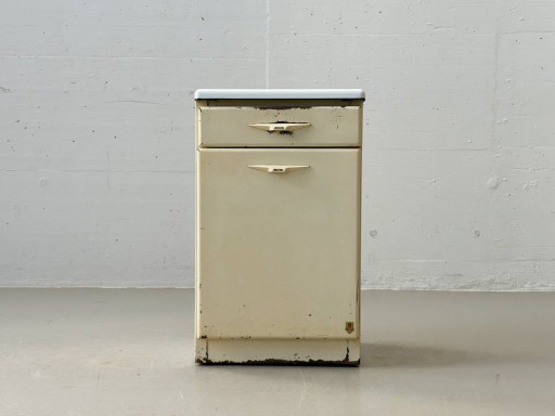 Industrial steel sheet chest of drawers by R. Daurat, France, 1950s