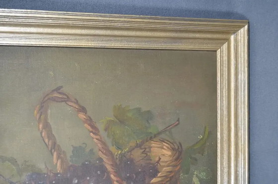 M. Maton-Wicart (XX Secolo) "Natura Morta con Cesto d'Uva" Olio su Tela, Firmato – Dipinti e disegni, Canvas (photo 4 of 11)