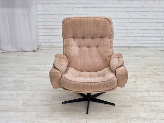 Image 1 of Dänischer Drehsessel aus den 1970er Jahren, beiger Möbelstoff.