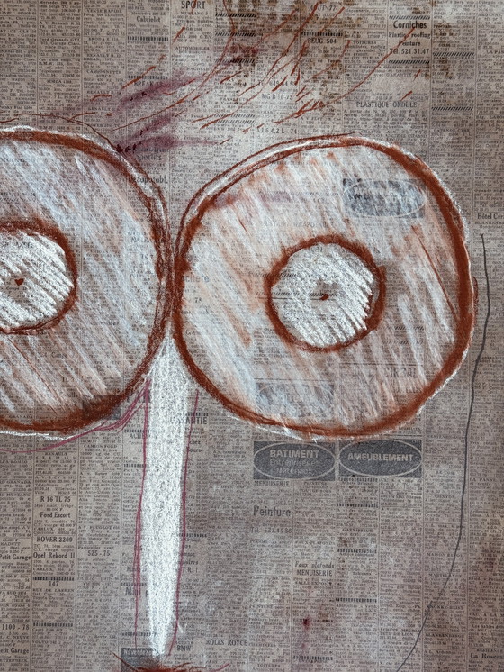 Image 1 of Robert Detheux "Visage aux petites annonces" Gemälde von 1980