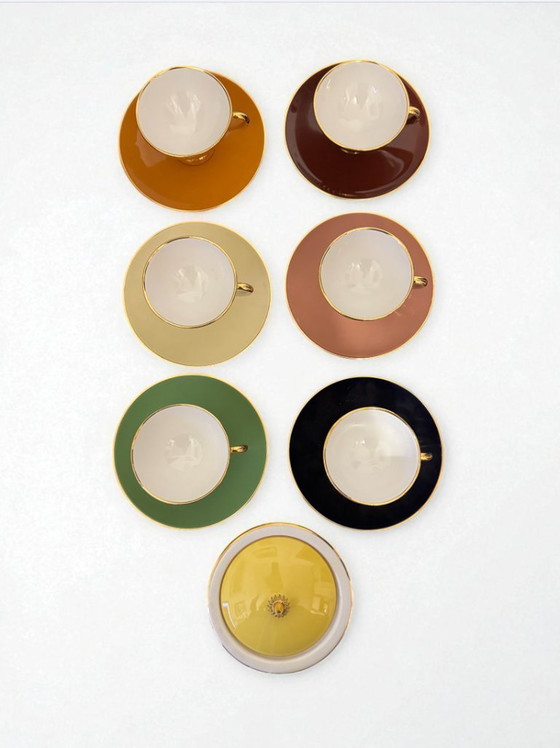 Image 1 of Florentine ceramic tea/coffee set, Art Deco style, 1950s