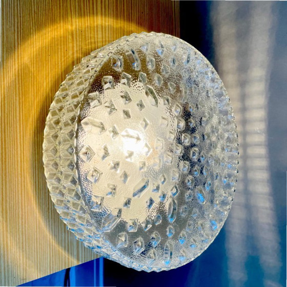 Image 1 of Lámparas de techo o pared empotradas con cristales redondos y clavos, década de 1990, juego de 2