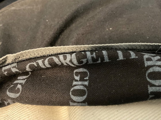 Image 1 of 2x Giorgetti Sessel, schwarzes Leder, Kirschholz