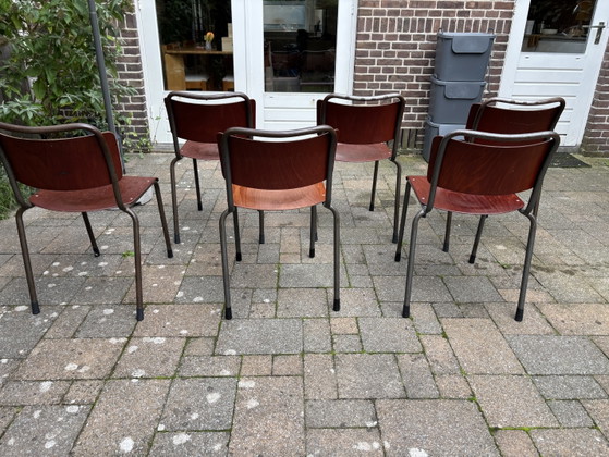 Set von 6 Gispen Stühlen – Esszimmerstühle, Wood, Metal (photo 9 of 10)