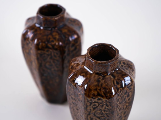 Image 1 of Set of brown ceramic vases, Danish design, 1960s, made in Denmark